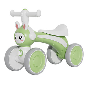 Bicicleta de equilibrio de cuatro ruedas M Kids de 12 pulgadas con marco de plástico para niños de 1 a 3 años, bicicleta sin pedales con diseño de conejo. - Product Image 1