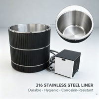 Baignoire de trempage à froid en baril de bois, en acier inoxydable 316, avec refroidisseur 1HP pour la récupération des athlètes, spa extérieur à domicile