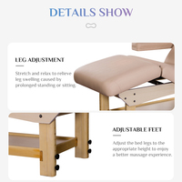 Table de massage en bois de style chinois avec grand rangement, lit de spa incurvé réglable en hauteur pour salon, fabriqué en bois massif