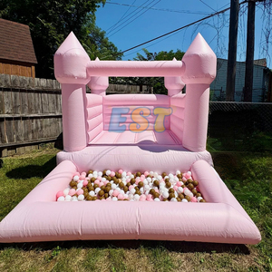 Château gonflable rose de rebond de PVC de <span class=keywords><strong>location</strong></span> commerciale avec l'amusement extérieur d'arrière-cour de fosse de boule <span class=keywords><strong>pour</strong></span> des cavaliers de partie d'enfants - Product Image 1