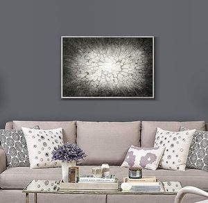 Arte de pared enmarcado abstracto oscuro: lienzo de cuadrados 3D pintura texturizada ilustraciones imagen moderna para oficina - Product Image 2