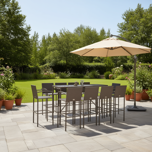 Grande Set Bar da Giardino in Rattan PE Marrone per 10 Persone, Arredamento da Esterno con Telaio in Metallo Resistente, Design Contemporaneo - Product Image 2