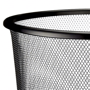 Handmade Black Metal <b>Mesh</b> Waste Basket Round Office Trash Can Decorative <b>Wire</b> Waste Bin for Home Office Bathroom Bedroom Kitchen - Product Image 5