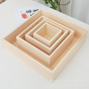 <b>Square</b> Wooden Storage Box <b>Set</b> Natural Color No Lid Desktop Organizer Jewelry Gift Packaging DG02 - Product Image 1
