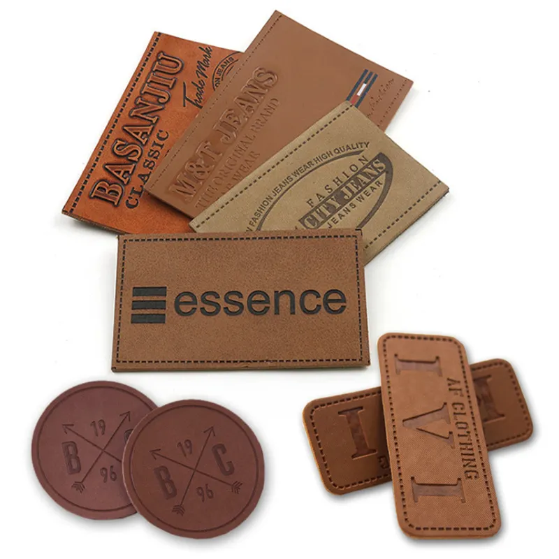 Wholesale Design Clothing Embossed Logo Leather Label Etiquetas Para Ropa Personalizadas De Cuero Custom Pu Leather Patch