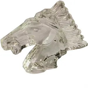 حلي منحوتات على شكل رأس حيوان مصنوعة يدويًا تماثيل لرأس حصان من الكريستال والزجاج