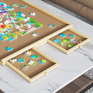 Table de <span class=keywords><strong>puzzle</strong></span> en bois écologique de <span class=keywords><strong>1000</strong></span> pièces avec plateau de jeu portable et tiroirs multiples, jouet éducatif pour adultes et enfants - Product Image 6