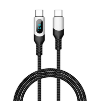 Kabel USB C ke USB C 100W dengan Layar LED Digital, Pengisian Cepat PD, Transfer Data 480Mbps, Kabel Tipe C Berlapis Nilon