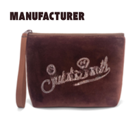 Pochette d'hiver chaude et moelleuse avec lettre brodée, fermeture éclair, pochette de poignet, sac à maquillage en peluche doux et grand format, sac à main pour femme à usage quotidien