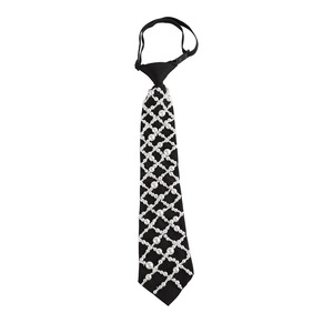 Corbata de perlas con patrón geométrico negro para mujer, estilo preppy informal, decoración sin necesidad de atar nudos - Product Image 5