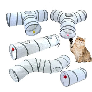 Diskon besar baru 2025 terowongan kucing putih bentuk S bentuk Y bentuk T mainan terowongan kucing lipat tempat tidur hewan peliharaan terowongan kucing interaktif dapat dilipat - Product Image 1