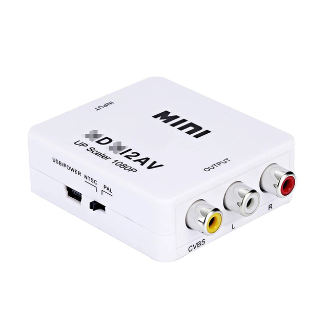 HD 1080P HD MI-compatible to AV Scaler Adapter Video Composite Converter HD MI-compatible to RCA CVSB LR Video Mini HDMI2AV