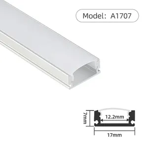 Custom 17*7mm Aluminium Profile for <strong>LED</strong> Strip Light <strong>Square</strong> Recessed <strong>LED</strong> Channel Surface Mounting Anodized White Black <strong>Diffuser</strong> - Product Image 2