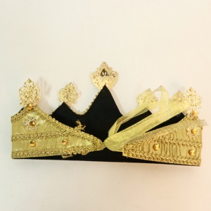 Accessori per Costumi di Carnevale Pafu, Corona Dorata da <span class=keywords><strong>Regina</strong></span>, Materiale in Tessuto Dorato, Corona Gioiello per Decorazioni Festive - Product Image 6