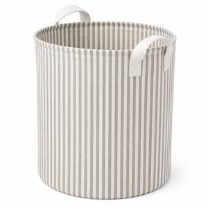 Cesto <span class=keywords><strong>de</strong></span> <span class=keywords><strong>Ropa</strong></span> Cilíndrico Gris a Rayas, Diámetro 44*Altura 49cm, Cesto Plegable <span class=keywords><strong>de</strong></span> <span class=keywords><strong>Tela</strong></span> con Asas Dobles, Se Mantiene Vertical Cuando Está Vacío, OEM - Product Image 1