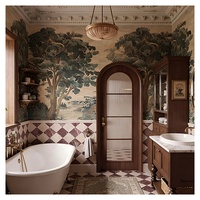 Porte intérieure personnalisable en bois avec panneaux de verre dépoli transparent, fonction de confidentialité moderne, étanche, pour salle de bain et salon