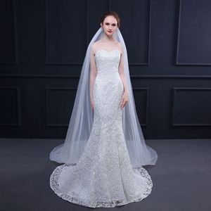 Semplice doppio strato coda lungo velo abito da sposa <span class=keywords><strong>accessori</strong></span> <span class=keywords><strong>con</strong></span> un pettine <span class=keywords><strong>per</strong></span> <span class=keywords><strong>capelli</strong></span> - Product Image 6