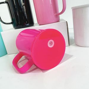 Custom LogoSublimation Glass Solid Colorful 17Oz Coffee <b>Beer</b> Mug With Handle and Plastic Lid - Product Image 3