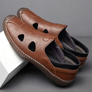 2026 New Summer Men's Father Sandals Soft Leather Breathable Hollow Out Dual-Wear Casual <b>Shoes</b> <b>for</b> Middle-Aged & <b>Elderly</b> Men - Product Image 3