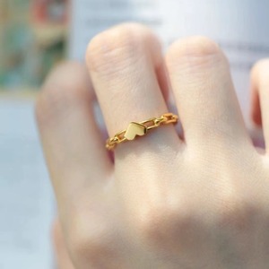 Bague chaîne en argent pur S925, design minimaliste et original, cœur creux, petite, fraîche, polyvalente, haut de gamme, ouverture facile - Product Image 1