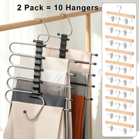 LINDON Cintre à pantalons 5 niveaux en acier inoxydable, gain de place, organisateur de placard multifonctionnel pour jeans, pantalons, écharpes, jupes