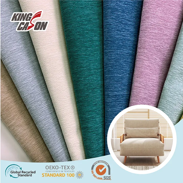 Ensemble de canapés inclinables pour salon Kingcason 350Gsm Chenille 100% Polyester Linen Furniture Boucle Fleece Sofa French Fabric