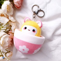 Porte-clés en peluche Kawaii en forme d'œuf, motif fleur rayée pastel, doux et moelleux, mini pendentif pour sac, breloque de pochette, cadeau personnalisé OEM ODM