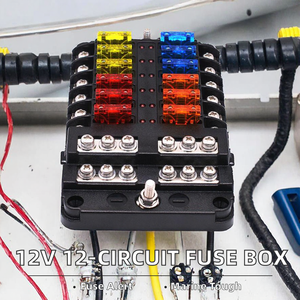 Boîtier de fusibles 32V 100A à 12 circuits avec barre omnibus négative et indicateur LED, en plastique et cuivre, pour voiture, bateau, camping-car, camion - Product Image 2