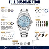 Montre de luxe automatique mécanique personnalisée OEM avec mouvement Miyota 8285, cadran jour et date, verre saphir avec loupe
