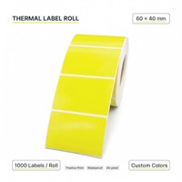 Rollo de Etiquetas de Papel Térmico Amarillo Brillante de 60*40mm, 1000 Hojas, Etiquetas Térmicas Directas para Envío, Código de Barras, Etiqueta de Precio