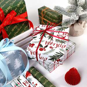 New Design <b>Christmas</b> Printed Disposable Coated Silicone Virgin Gift <b>Wrapping</b> <b>Paper</b> Set 43x300cm 3 <b>Rolls</b> a Set - Product Image 2
