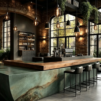 Lampe LED de luxe sur mesure Table de comptoir de bar en bois et en marbre pour boissons et vins Design moderne pour restaurant Pub Vitrine de luxe personnalisable