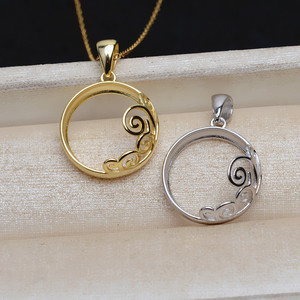 S925 Silver 4881 DIY Accessory Set 16.5mm Pearl <b>Horse</b> Shell Flat Bottom Empty <b>Earring</b> Pendant & <b>Earring</b> Holder - Product Image 3