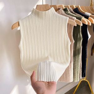 Wholesale Mid-collar Sleeveless Vest Summer Temperament Bottoming Shirt Women's Outer Wear Ice <strong>Silk</strong> Knitted Inner <strong>Top</strong> Slim Fit - Product Image 1