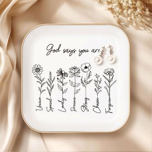 Handmade Style Custom Ceramic <b>Ring</b> Dish Personalized Logo Jewelry Tray Square Trinket <b>Plate</b> for Christmas Birthday Gifts - Product Image 1