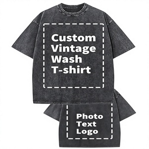 Vintage Acid Washed T-Shirt For Men Custom Logo Distressed Heavyweight 100% Cotton Oversized Men Casual Tee Shirts - Product Image 1
