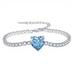 Nouveau Bracelet Tennis Cœur Rose Haut de Gamme en Alliage de Zinc Plaqué Argent avec Zircon et Cordon Réglable, Style Européen et Américain, pour le Marché International - Product Image 2