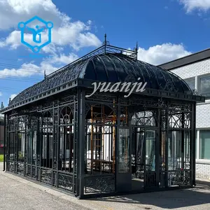 Gazebos de mariage décoratifs en plein air, grande maison en fer, toit en verre transparent, pavillon, gazébo, cour arrière