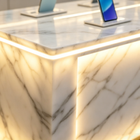 Exhibidor de Acrílico Personalizado con Diseño Moderno de Mármol Natural para Teléfonos Celulares, Mostrador para Hotel, Tienda de Celulares, Estante de Exhibición