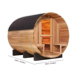 Sauna de Barril para Exteriores <span class=keywords><strong>en</strong></span> Oferta, Madera Maciza de Hemlock y Cedro, Sauna Tradicional de Vapor Húmedo, Sauna de Barril de Leña para Exteriores - Product Image 5