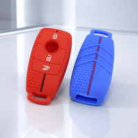 Logo imprimé personnalisé pour les housses de clés Mercedes, housse de clé en silicone benz, texture nid d'abeille, imperméable, antidérapante, étui pour clé en silicone