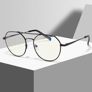 Montures de lunettes unisexes surdimensionnées ovales en métal avec protection anti-lumière bleue, monture complète, verres en acétate, modèle 1889 - Product Image 2