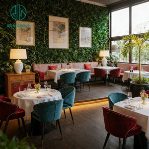 Juego de Muebles de Sofá, Mesa y Sillas de Estilo Vintage, Redondas, de Mármol, Semicirculares, Tapizadas en Terciopelo, para Cafetería, Restaurante - Product Image 4