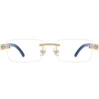 Lunettes Borregls en corne de buffle pour hommes, montures de créateur de luxe carrées, lunettes optiques pour femmes avec diamants 10015