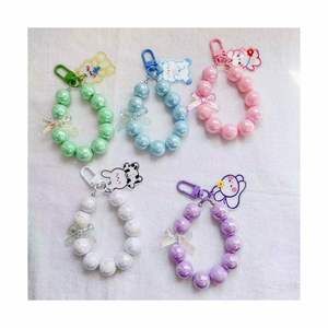 Wholesale New Design Cute Cartoon Keychain DIY Colorful Crystal Beaded Acrylic Hanging <b>Key</b> <b>Chains</b> Lanyard Phone Accessories Gift - Product Image 1