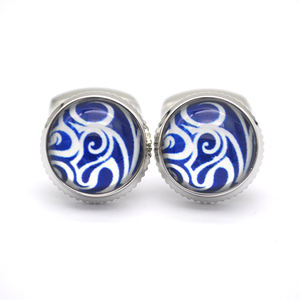 Mancuernillas Francesas para Camisa de Hombre, Redondas, de Cristal Plateado, para Negocios, Compromiso, Boda, Fiesta o Aniversario - Product Image 1