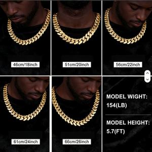 Cadenas Cubanas al por Mayor, Joyería Hip Hop de Lujo, Chapado en Oro de 14K, 18K, 24K, Gargantilla, Cadena de Eslabones Cubanos Sólidos de Miami para Hombre - Product Image 6