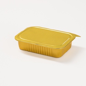 Barquettes carrées jetables en aluminium doré BLUE FOIL 1,5 lb (23 oz) 7,2x5 po, robustes, pour petits gâteaux, <span class=keywords><strong>avec</strong></span> couvercles en PET, qualité alimentaire - Product Image 5