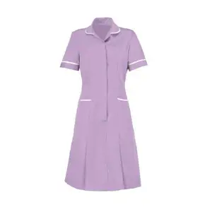 Healthcare Nurse Medical Carer Hospital Uniform Maid Stripe Uniform Work Dress