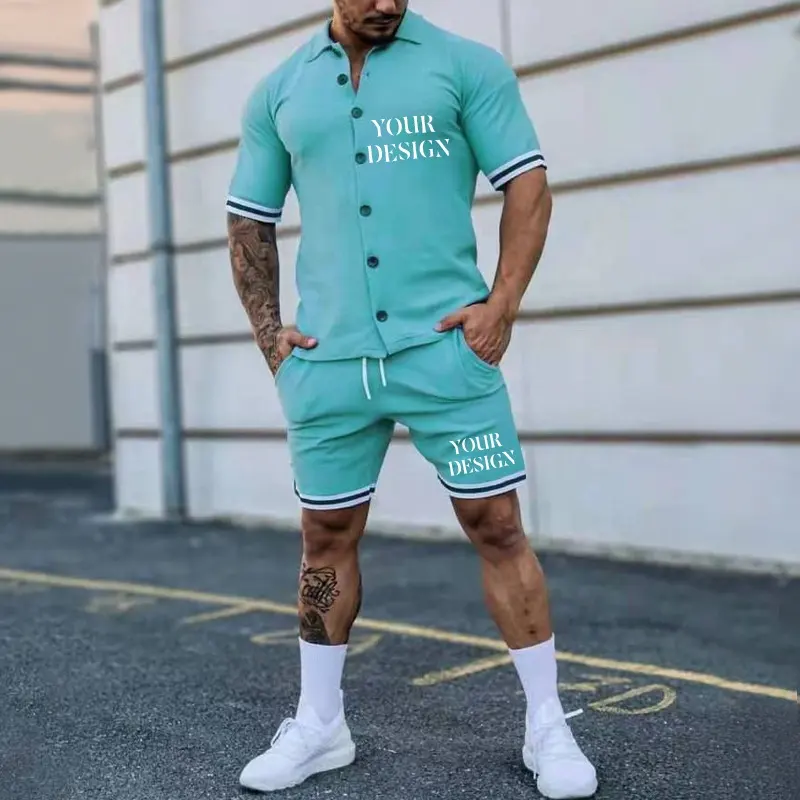 High Quality Men's T Shirt and Short Set Summer Short Sleeve Tops and Pants Suits Breathable Casual T shirt Running custom Set